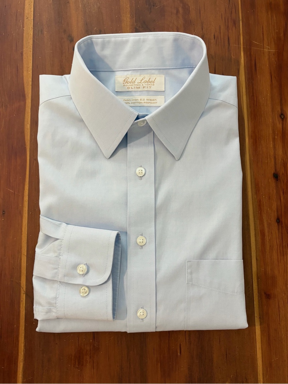 Gold Label Roundtree & Yorke Slim Fit Non-Iron Point Collar Dress Shirt